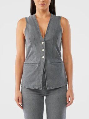 NWT: Triarchy Monica Tailored Denim Vest Tempesta Grey